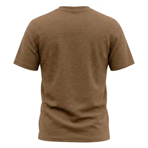 T-shirt pour homme marron texture manches courtes haut tricot mode casual ete cool