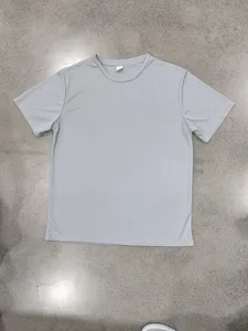 Detailed view of grey mesh breathable quick dry short sleeve sports t-shirt men workout