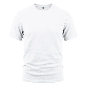 T-Shirt à Manches Courtes Tricoté Blanc pour Homme Été Casual Top en Jacquard Texturé