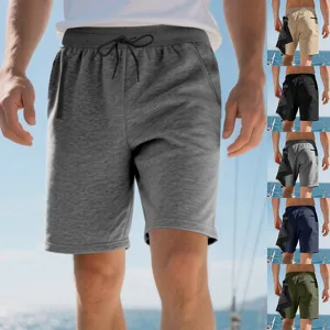 Herren lässige Sportshorts mit Kordelzug und Reißverschlusstasche für den Sommer am Strand.