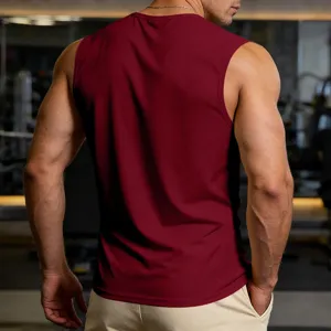 Men's athletic tank top back view, breathable quick-dry fitness vest for workout and gym.