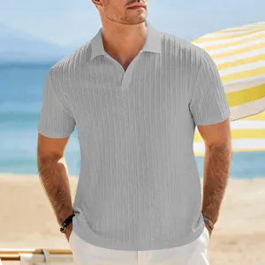 Polo de manga corta para hombre con textura de serpiente para estilo de playa de verano.