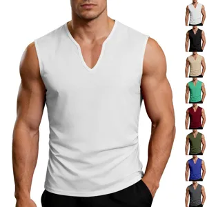 Men's V-neck casual quick-dry breathable fitness athletic sleeveless workout tank top vest