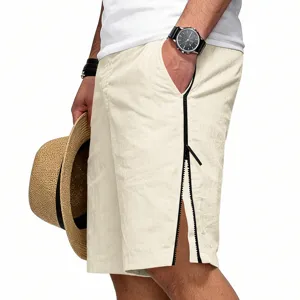 Shorts d'été décontracté pour homme avec fermeture éclair latérale coupe ample sport