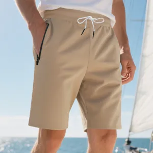 Herren lässige einfarbige Badeshorts mit Kordelzug und Reißverschlusstaschen für den Sommer.