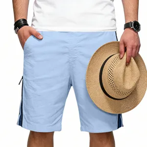 Short décontracté bleu clair pour homme poche zippée mode streetwear d'été vêtement de sport