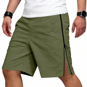Shorts de sport décontractés pour hommes avec fermeture éclair latérale, streetwear d'été.