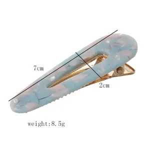 Japanischer Acetat geometrischer Marmor Haarklammer mit goldenem Clip, stilvolles Accessoire.