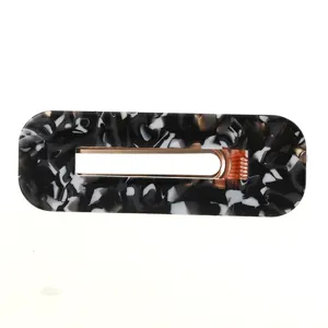 Schwarz-weiße Marmor Acetat Haarspange, geometrische rechteckige Haarspange für Damen.