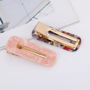 Elegante Acetat Marmor Haarspangen Set, modische Metall Rechteck Clip Haarschmuck für Damen Alltag.