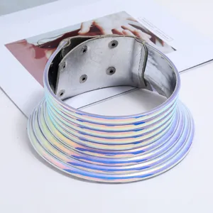 Holografischer mehrschichtiger Halskragen futuristischer Choker Statement Festival Schmuck