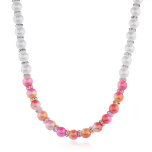 Verlauf Künstliche Perle Perlenkette mit glitzernden Strass Abstandhalter für Damen