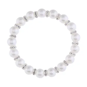 Elegante weisse Perlen Strass Perlenkette Kreis Mode Schmuck Accessoire Detailansicht
