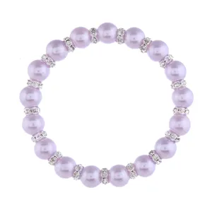 Rosa Kunstperlen Armband mit glänzenden Strass-Abstandshaltern, eleganter Damenschmuck.