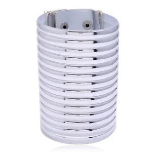 Wide silver metallic stacked cuff bracelet, punk rock style statement jewelry for women.