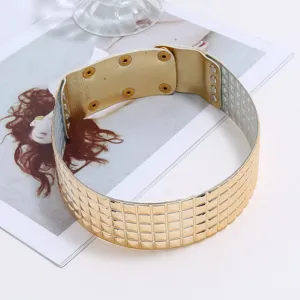 Goldfarbene nieten besetzte choker halskette, breiter punk kragen schmuck fur damen, modisch.