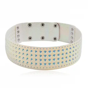 Holografisches nieten Choker Halsband, punk stil breite halskette mit metallischen nieten.