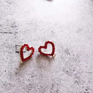 Montature orecchini cuore strass rossi dorati accessori per creazione gioielli fai da te