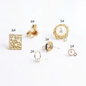 DIY goud legering parel oorring noppen retro barok stijl holle metaal sieraden accessoires onderdelen