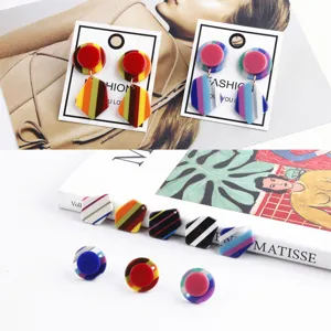 Stile Coreano Acrilico Colorato Patchwork Pentagono Tondo Orecchini a Bottone DIY Accessori per Gioielli Materiali Artigianali
