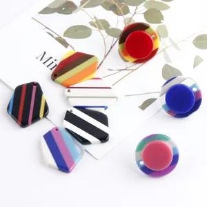 Acrilico colorato geometrico fai da te orecchino pendente ciondoli gioielli forniture