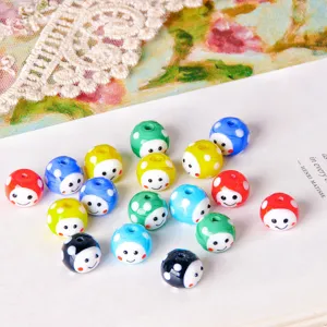 Glass Smile Face Polka Dot Loose Beads DIY Jewelry Making Accessories Colorful Glass Smiley Face Spacer Beads Craft Supply