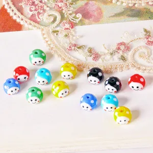Colorful glass smiley face polka dot loose beads for DIY handmade jewelry crafting accessories.