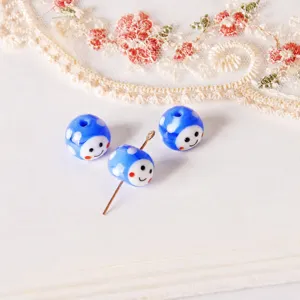 Blue glass smile beads for DIY handmade earrings and jewelry making accessories 11x14mm