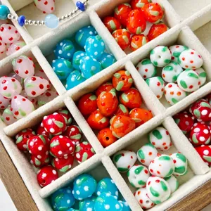 Handmade Glazed Glass Strawberry Loose Beads DIY Jewelry Making Material Cute Fruit Spacer Beads Charm Accessories