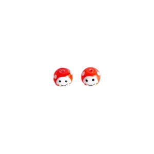 Red polka dot smiley face glass beads for DIY handmade jewelry earrings crafting accessories