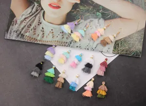 Pendenti nappe multistrato DIY orecchini filo di cotone colorato collana accessori artigianato