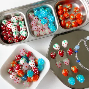 Handmade glass strawberry beads colorful loose spacer beads for DIY jewelry making 50pcs
