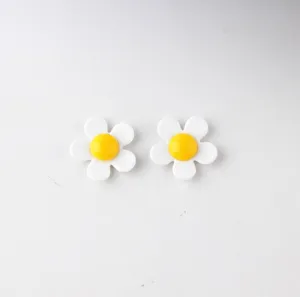 White yellow acrylic five petal flower DIY charms earrings accessories components crafting items