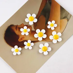 Acrylic Five Petal Sunflower Flower Cap DIY Handmade Hair Accessories Earrings Jewelry Findings Craft Parts