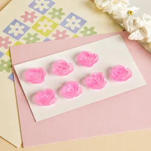 Matte frosted rose resin cabochons pink flower flatback DIY jewelry making accessories