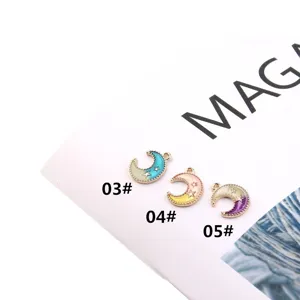 Enamel moon star alloy charms pendants for DIY earrings jewelry making crafts accessories supplies.