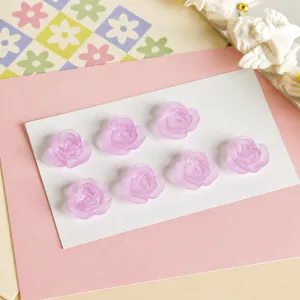 Matte frosted purple resin rose flower cabochons, DIY handmade jewelry accessories.