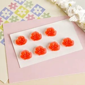 Matte frosted tea rose resin cabochons DIY handmade jewelry earring accessories material.