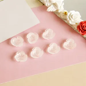 Matte frosted white tea rose resin cabochons DIY handmade jewelry earring accessories