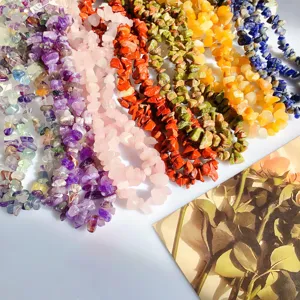 Colorful irregular natural crystal stone chip beads strands for DIY handmade jewelry crafting.