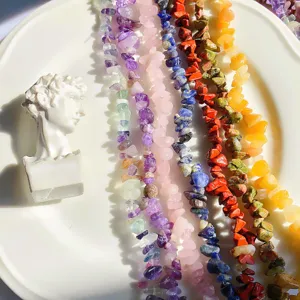 DIY colorful irregular crystal stone chip bead strands for handmade jewelry making and earrings.