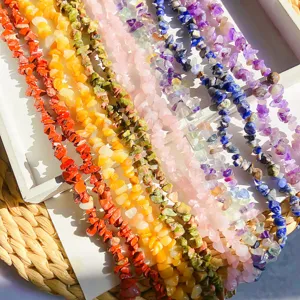 Colorful natural stone crystal chip strands for DIY handmade jewelry, earrings and crafting.