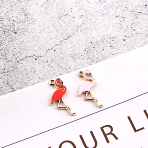 Alloy flamingo enamel charms DIY jewelry making accessories for earrings and crafts.