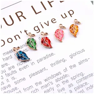 Alloy enamel leaf charms DIY jewelry making accessories for earrings and necklaces colorful