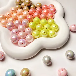 Resin round beads detail view showcasing vibrant iridescent colors and smooth surface finish.