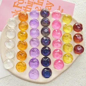 Cabochon in resina glitterata multicolore mezza tonda piatta fai da te per gioielli