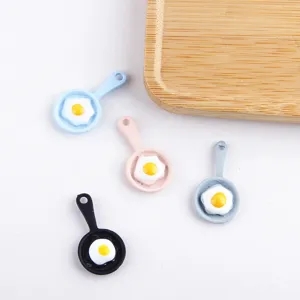 Mini Cartoon Simulation Wok Fried Egg Resin Charms DIY Handmade Earrings Jewelry Accessories Material Wholesale