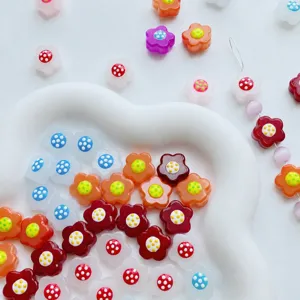 Cute colorful flower beads DIY handmade jewelry bracelet necklace earrings accessories crafting supplies