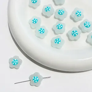 DIY glass flower beads with white dots, lovely accessories for handmade bracelets and necklaces.