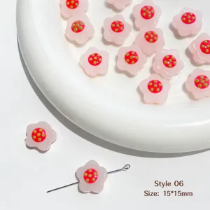 Sweet cute glass flower drilled beads for DIY jewelry making handmade bracelets necklaces earrings.